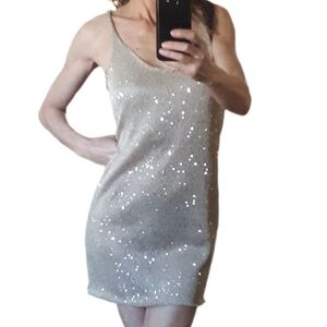 New Zara Sparkling Oatmeal Mini Dress